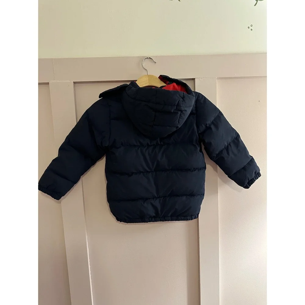 Polo Ralph Lauren Kids Navy Blue Down Puffer Jacket Detachable Hood Size 7